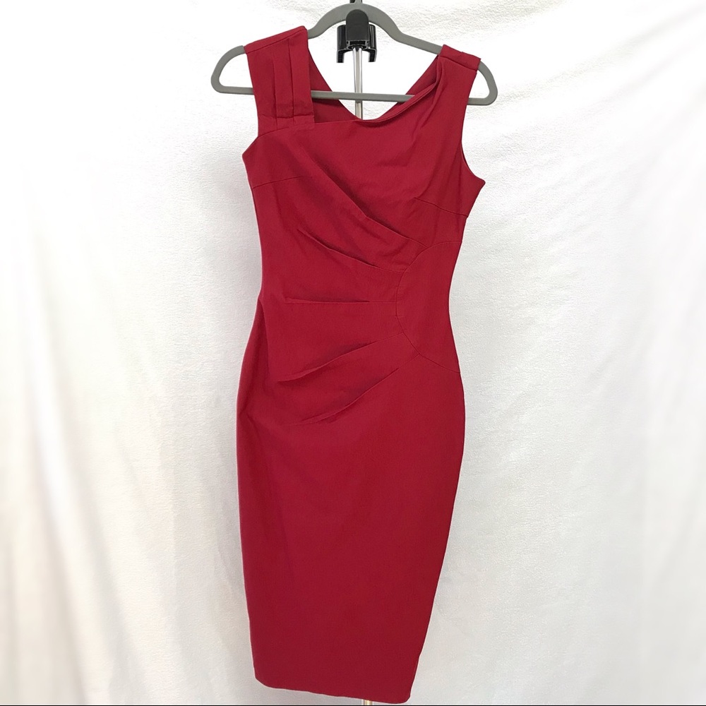 Women’s Red Sleeveless Slim Business Pencil Dress